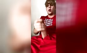 Yummy red shorts sporty lad spunks