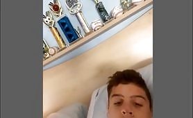 Soccer teenager boy cumming before practice
