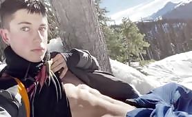 Snowboarder Danny blows his load on the slopes