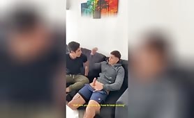 Giving my straight friend a blowjob